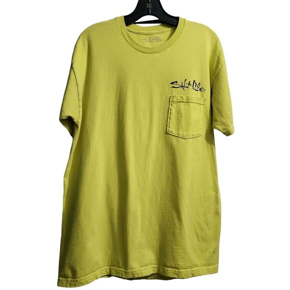 Salt Life Mens Size L T-Shirt Short Sleeve Green‎ Front Pocket - Picture 1 of 3